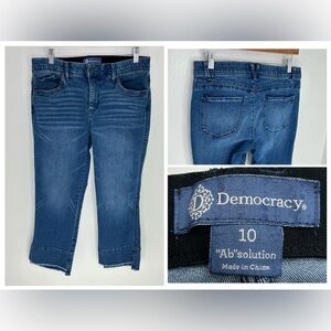 Democracy Ab Solution Crop Wide Leg Jeans Size 10 Raw Hem Denim Stretch‎ 31x25